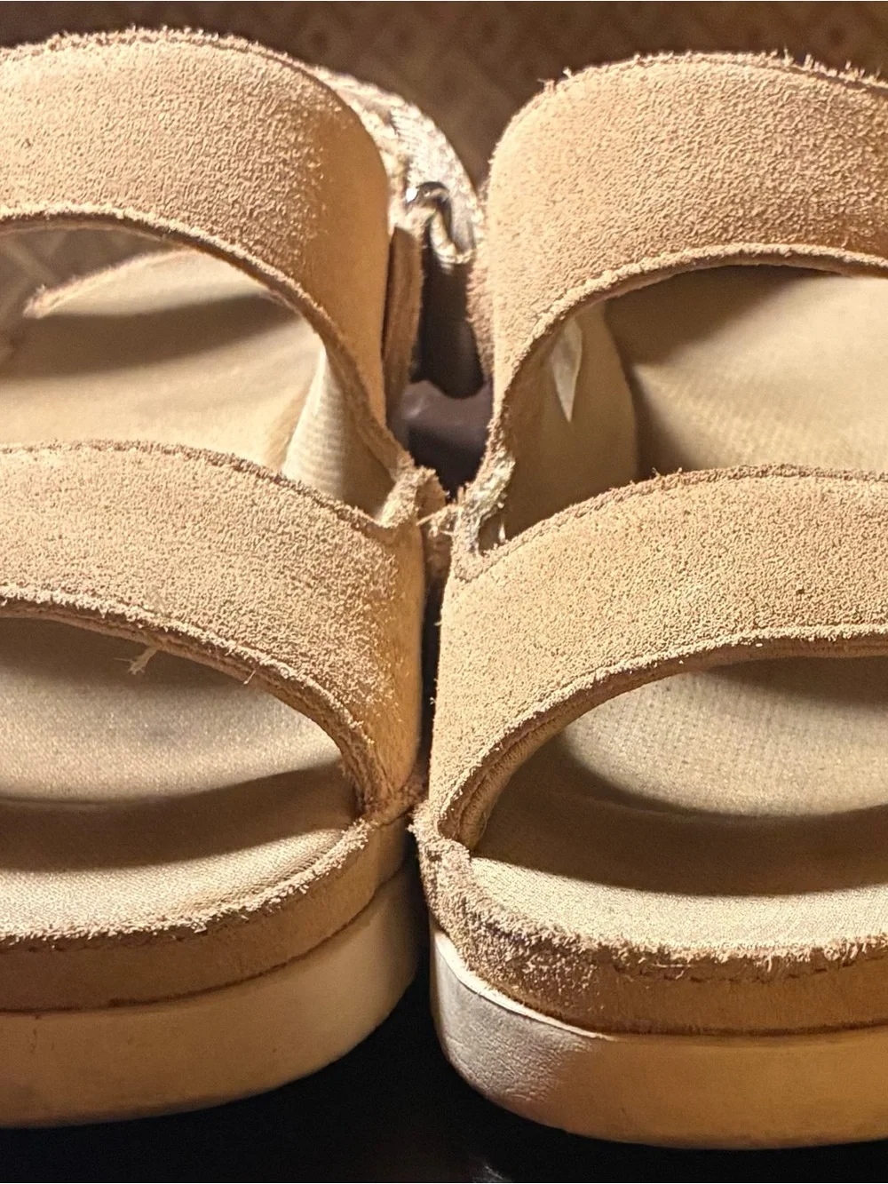 UGG Kids Tan Double-Strap Suede Sandals